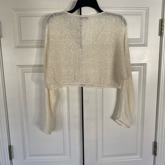 UO Out from Under double scoop neck slouchy loose knit crop sweater - Picture 4 of 11